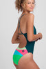 Melisse One Piece Swimsuit - Peacock Contrast - Peacock & Mint & Hot Pink / 26